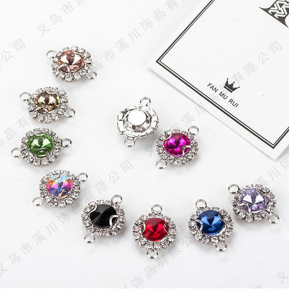 20pcs Satellite Double Ring Crystal Buckle Claw Rhinestones Encircling Edge Rhinestones Double Hanging Grab Chain Diy Headdress Accessories