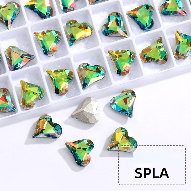 10PCS Sweet Heart Shape K9 Glass Rhinestone Exquisite Nail Art Shiny Crystal Stones for DIY Clothing Accessories