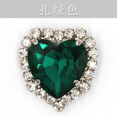 12mm 10pcs Heart Shape Crystal Rhinestone With Sliver/Gold Bottom For DIY Garment Clothing
