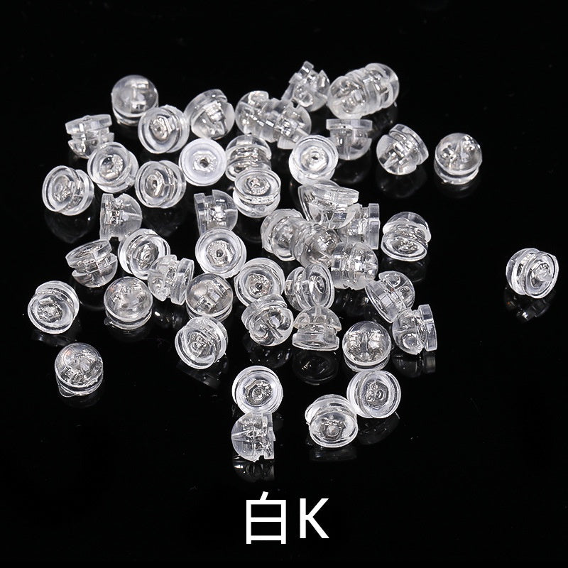 Diy Ear Ornament Accessories 10pcs Transparent Plastic Silicone Anti-slip Anti-fall Hamburger Ear Blocking Cap Ornament Material Accessories