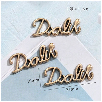 Diy Alloy Letter Hair Accessories Alloy Accessories Retro Alloy Letter Cream Glue Accessories Diy Phone Case Hair Clip Material Pack