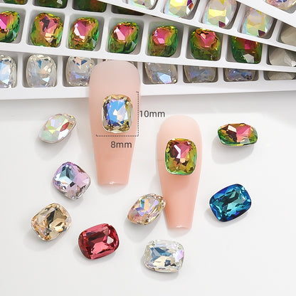 10mm  10pcs Nail Rhinrhinea High-end Tip Bottom Rhinrhinea  Rectangular Round Corner Diy Accessories Materials