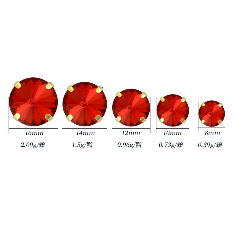 8/10mm Round Shape Crystal Rhinestone Sew On Gold Claw Rhinestone for Clothing Accessories