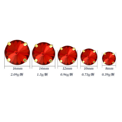 8/10mm Round Shape Crystal Rhinestone Sew On Gold Claw Rhinestone for Clothing Accessories