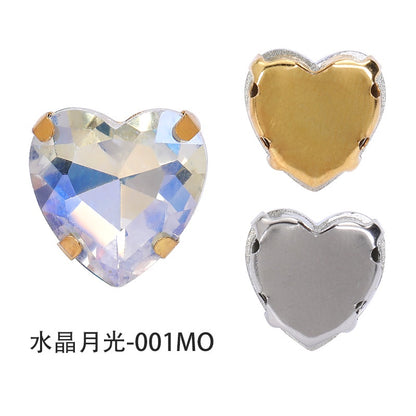 12mm Heart Shape Plating Shiny Color Clothing Accessories Rhinestone with Claw for DIY Jewelry Handmade