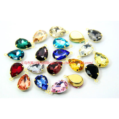 20pcs Single Hanging Water Drop Glass Claw Rhinestones with Hole Hand Seam Rhinestones Gold Single Hanging Claw Rhinestones DIY Jewelry Clothing Accessories