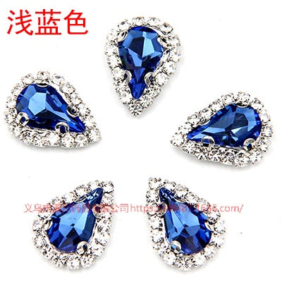 10pcs 5*8mm Sharp Drop Claw Rhinestone Sew on Crystal Rhinestone with Gold/Sliver Claw Crystal for Clothing Garment Diy Headdress Accessories