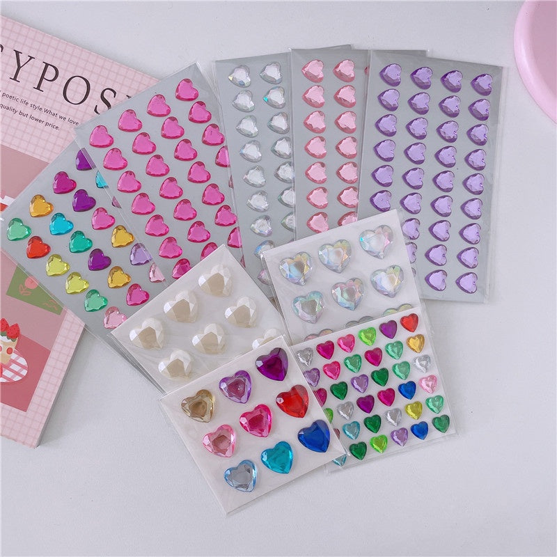 Dazzle Colorful Love Shiny Transparent Crystal Drop Glue Sticker Paste Girl Eyebrow Stick Ear Stick Decoration DIY Hand Ledger