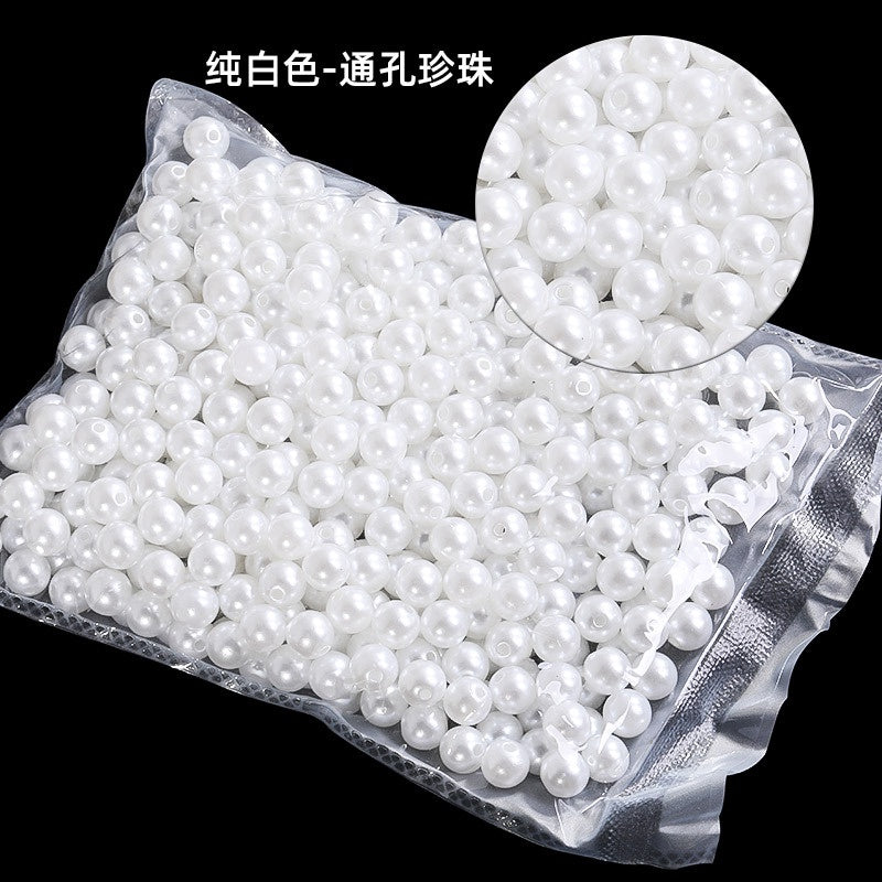Imitation Pearl Semi-round Pearl Perforated Pearl Jewelry Materials Clothing Accessories Fake Pearl Jewelry Accessories