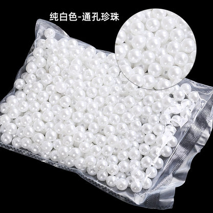 Imitation Pearl Semi-round Pearl Perforated Pearl Jewelry Materials Clothing Accessories Fake Pearl Jewelry Accessories
