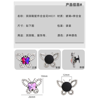 Butterfly Alloy Rhinester Garden Shoe Decorative Buckle Diy Crocs Accessories Floral Shoe Buckle Detachable Accessories