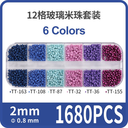 Fashion 12 Gramme Bead Set Box DIY Chain Through Hole Glass Cross Beaded Bracelet Beads