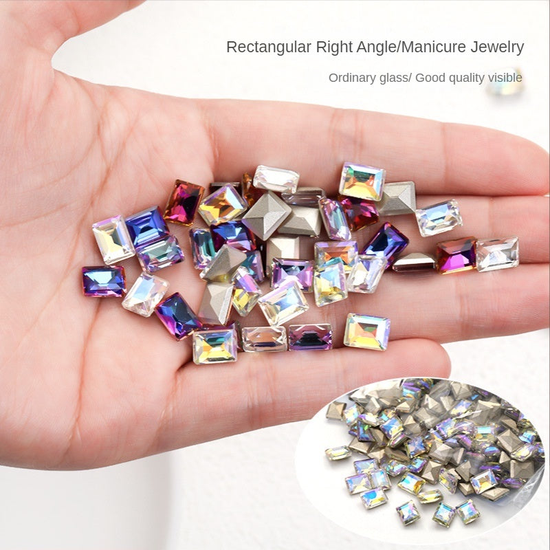 【ready stock Shiny Crystals Nail 6*8mm Step Cut 3D Nail Art Rhinestone K9 Nails For DIY Decals