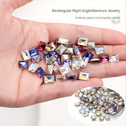 【ready stock Shiny Crystals Nail 6*8mm Step Cut 3D Nail Art Rhinestone K9 Nails For DIY Decals
