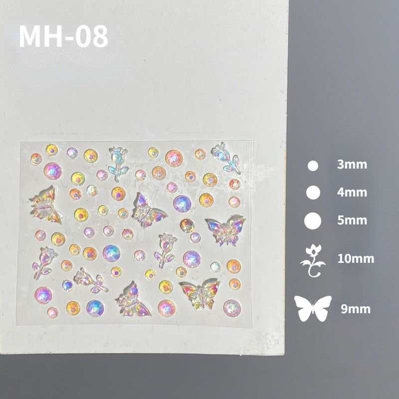 Butterfly Rhinestone Tear Eye Paste Pearl Glue Eyebrow Paste Eye Paste Forehead Face Paste Rhinestone Resin Gem Nail DIY