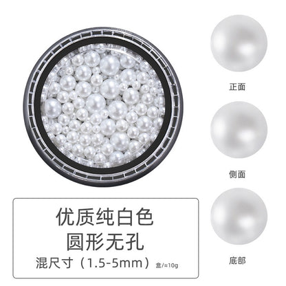 Pearl Box Japanese Simple Mixed Half Round Full Round Box Pearl Nail Jewelry