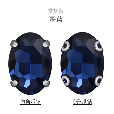 8*10mm 10*14mm Oval Shape Crystal Strass Diamond Rhinestone Sew on Clothing Garment Rhinestone with Claw for Dress