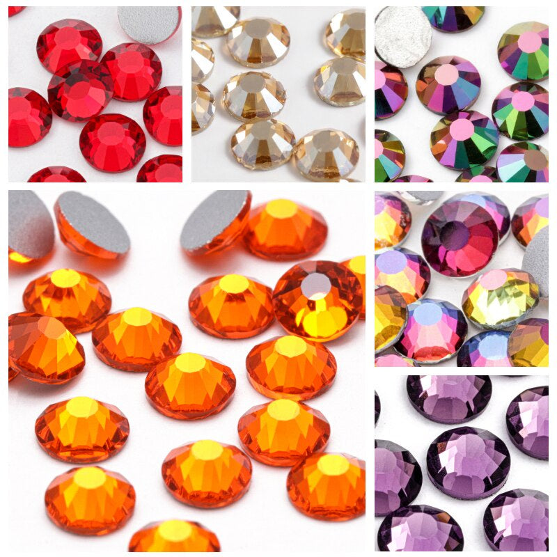 288pcs/6mm Flat Round Nail Rhinestone DIY Phone Case Accessories Rhinestone Stick Crystal