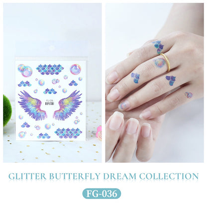 Butterfly Tattoo Sticker Waterproof Glitter Butterfly Princess Face Sticker