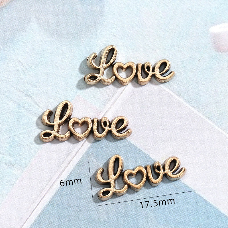 Diy Alloy Letter Hair Accessories Alloy Accessories Retro Alloy Letter Cream Glue Accessories Diy Phone Case Hair Clip Material Pack