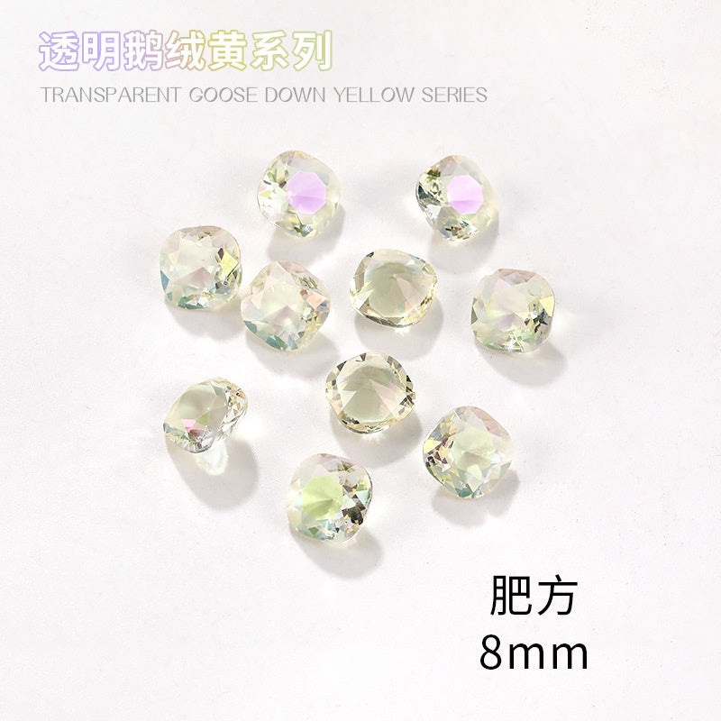 Nail Rhinestone 10pcs Glass Products Transparent Goose Down Yellow Series Crystal Mobile Phone Stick Rhinestone Diy Accessories