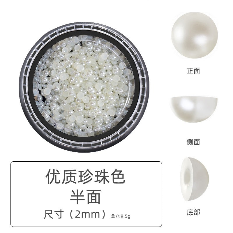 Pearl Box Japanese Simple Mixed Half Round Full Round Box Pearl Nail Jewelry