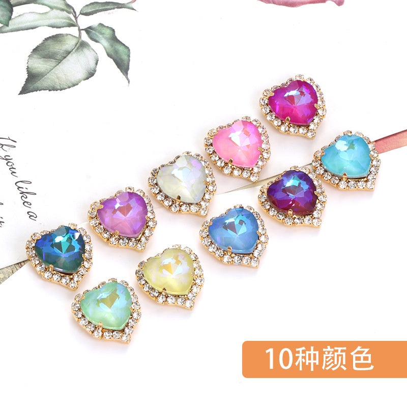 Love Mocha AB Crystal Buckle Glass Claw Rhinestones Girth Edge Hand Seam Drill Diy Clothing Accessories Material