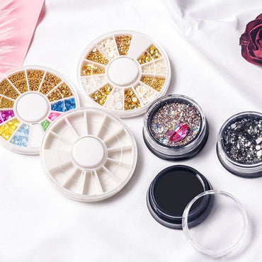 12 Rotating Circular Diamond Box Nail Art Jewelry Storage Box Jewelry Distribution Box Nail Art Diamond Transparent Tool Box
