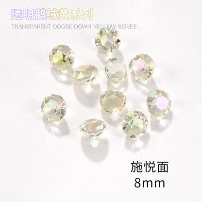 Nail Rhinestone 10pcs Glass Products Transparent Goose Down Yellow Series Crystal Mobile Phone Stick Rhinestone Diy Accessories