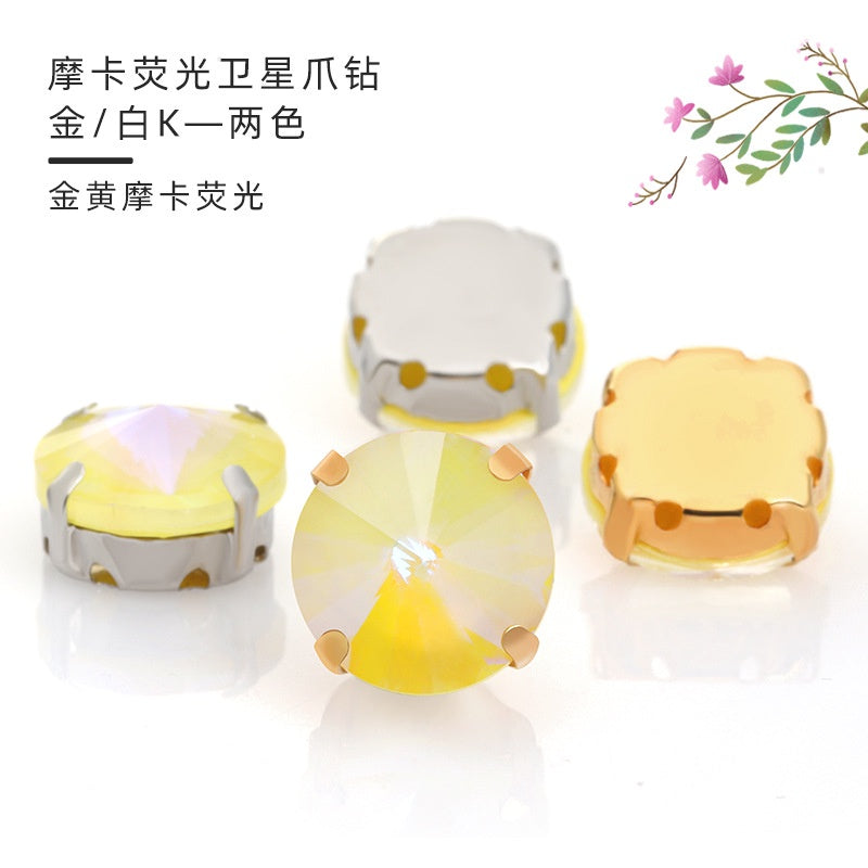 Round Shape Mocha Fluorescent Crystal Sew On Rhinestone for Clothing Accessories Rhinestone