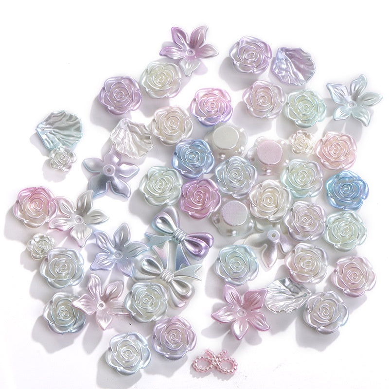 50g Baroque Mixed Designs Diy Homemade Flower Bow Shape Resin Phone Case Decoration ABS Headdress Hair Accessories