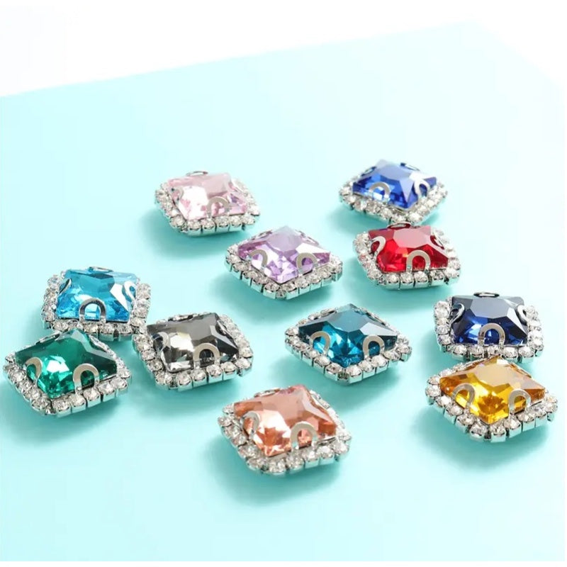 10pcs 8mm Fashion Buttons Sew on Crystal Rhinestone with Gold/Sliver Claw Crystal