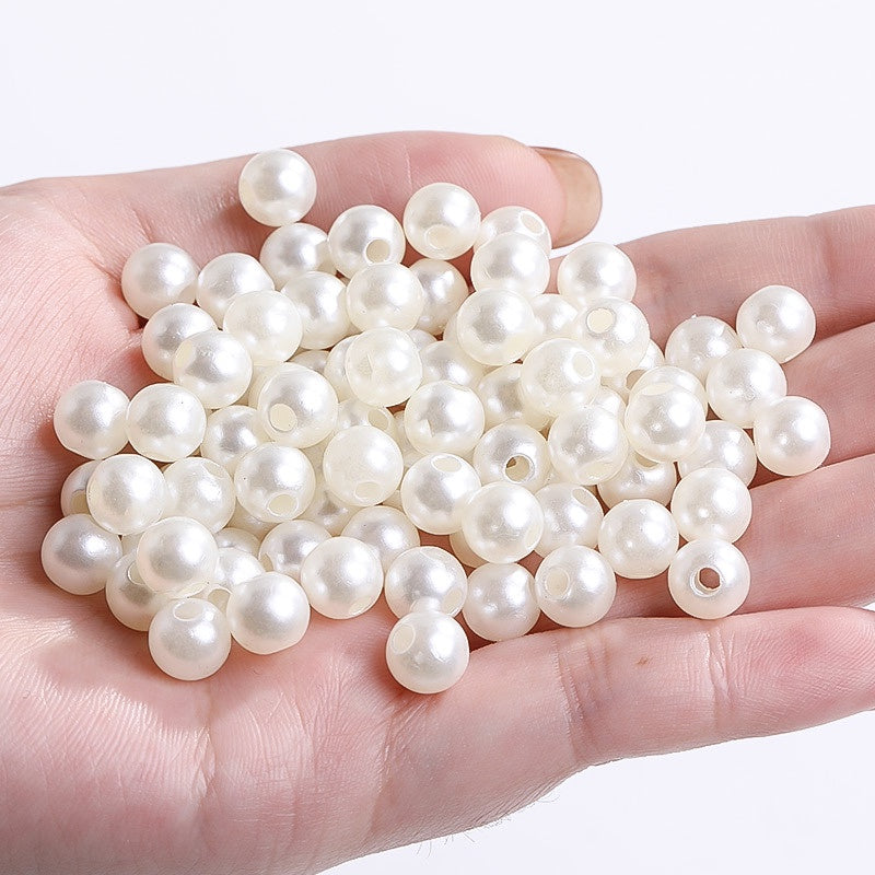 Imitation Pearl Semi-round Pearl Perforated Pearl Jewelry Materials Clothing Accessories Fake Pearl Jewelry Accessories