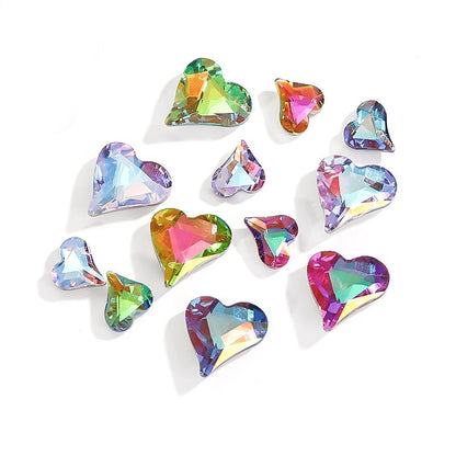 10PCS Sweet Heart Shape K9 Glass Rhinestone Exquisite Nail Art Shiny Crystal Stones for DIY Clothing Accessories