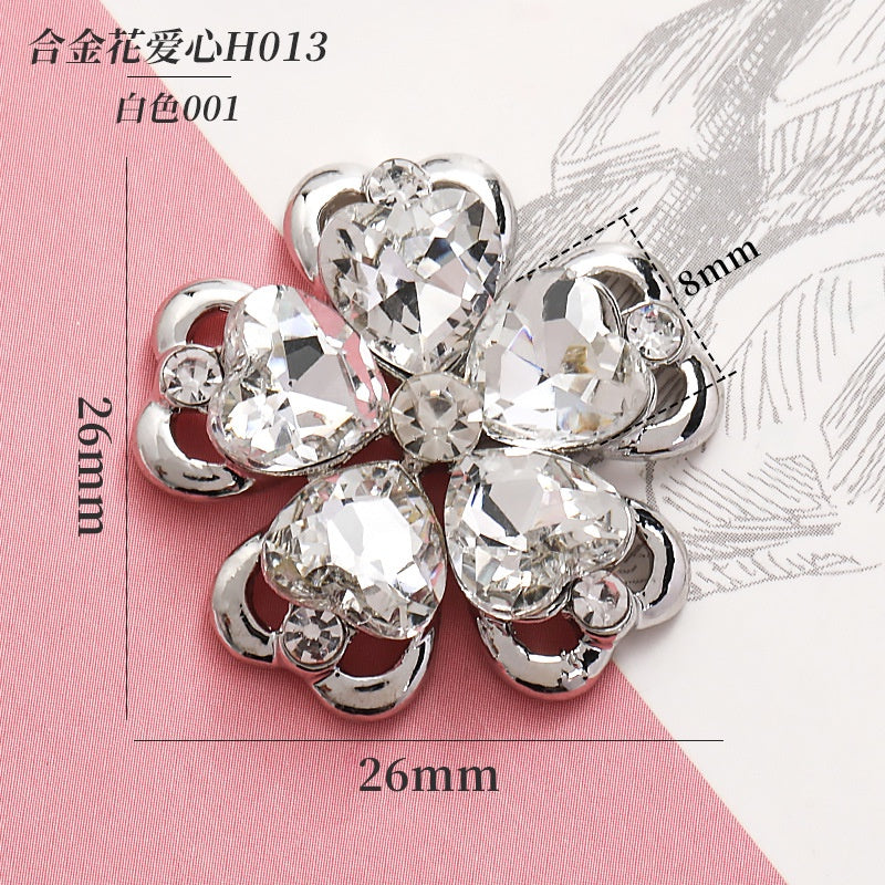 Alloy Flower Accessories Love Crystal Flower Hair Accessories Crocs Shoe Accessories Materials Crafts Bag Shoe Accessories