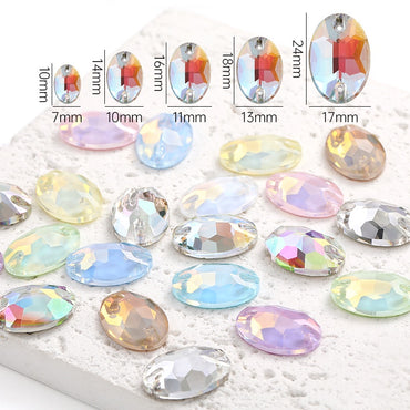 Crystal 7*10/10*14mm High-end Button Flat Oval Mocha Handmade Clothes Accessories