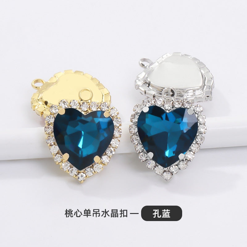 10pcs 14mm Crystal Buckle Glass Heart Claw Rhinestone Pendant Diy Clothing Accessories Materials