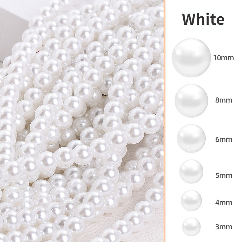 Pearl Multi Specification 3/5/6/8/10mm High Gloss Water Polished Imitation Pearl Can Perforate DIY Bracelet Necklace Accessories