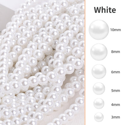 Pearl Multi Specification 3/5/6/8/10mm High Gloss Water Polished Imitation Pearl Can Perforate DIY Bracelet Necklace Accessories