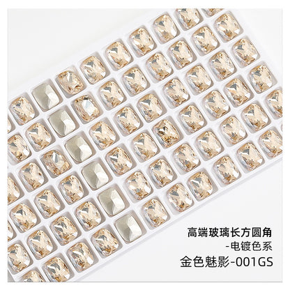 10mm  10pcs Nail Rhinrhinea High-end Tip Bottom Rhinrhinea  Rectangular Round Corner Diy Accessories Materials