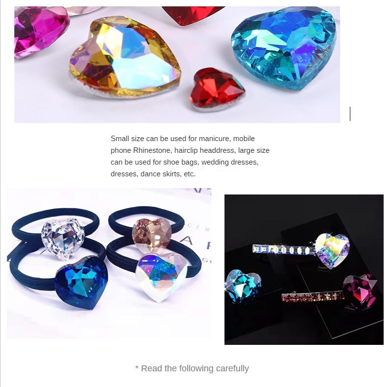 12mm Rhinestone Love Rhinestone Crystal Glass Rhinestone  Pointy Bottom Peach Heart Diy Mobile Phone Paste Rhinestone Accessories Clothing Jewelry Rhinestone