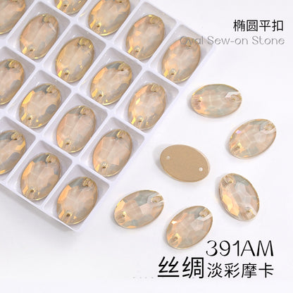 Crystal 7*10/10*14mm High-end Button Flat Oval Mocha Handmade Clothes Accessories