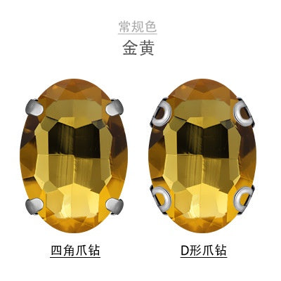 8*10mm 10*14mm Oval Shape Crystal Strass Diamond Rhinestone Sew on Clothing Garment Rhinestone with Claw for Dress