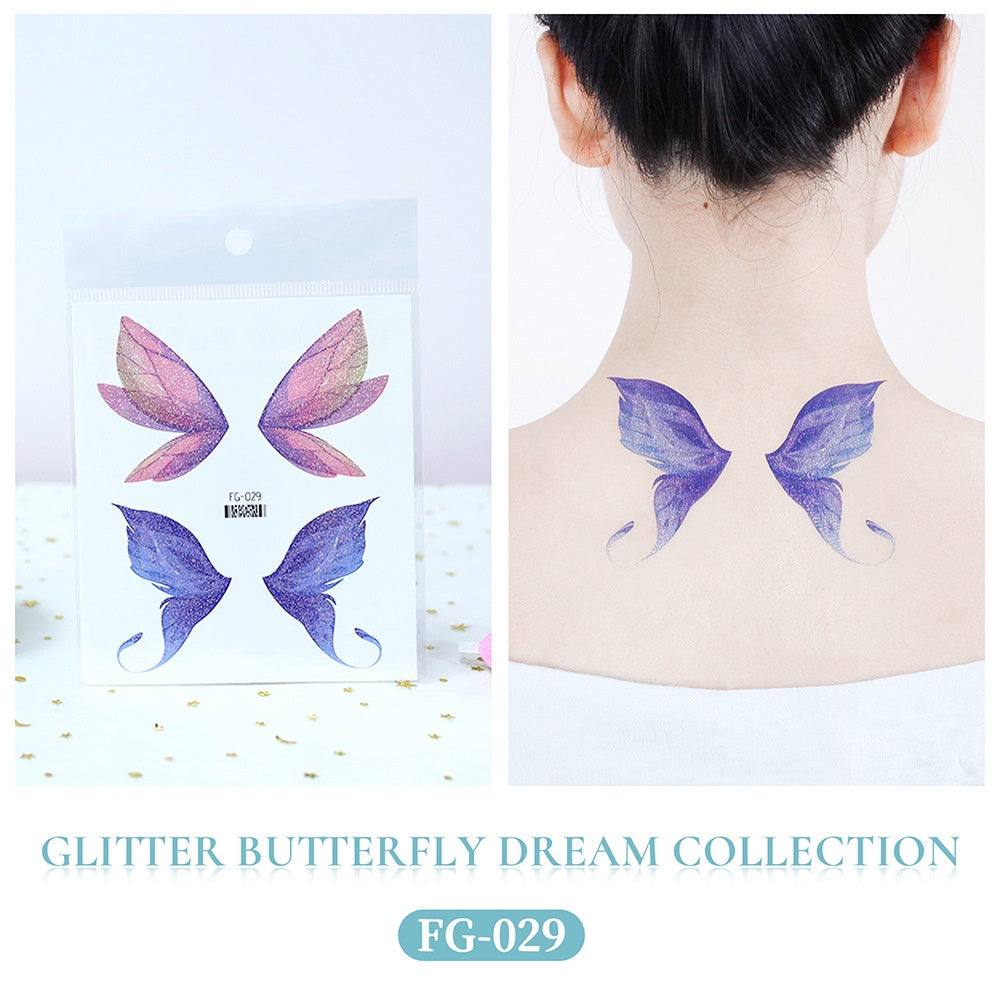 Butterfly Tattoo Sticker Waterproof Glitter Butterfly Princess Face Sticker