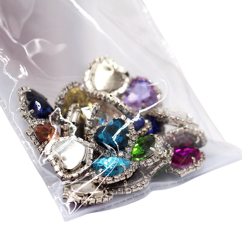 10pcs 14mm Love Crystal Buckle Glass Claw Rhinestones Enclosing Edge Hand Sewn Rhinestones Diy Clothing Accessories Materials