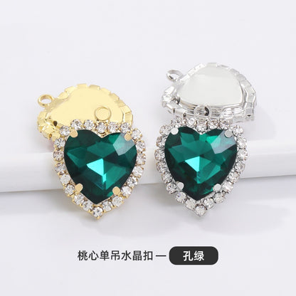 10pcs 14mm Crystal Buckle Glass Heart Claw Rhinestone Pendant Diy Clothing Accessories Materials