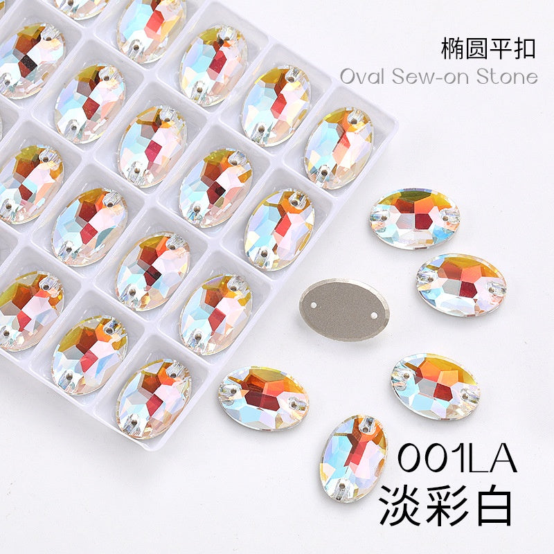 Crystal 7*10/10*14mm High-end Button Flat Oval Mocha Handmade Clothes Accessories