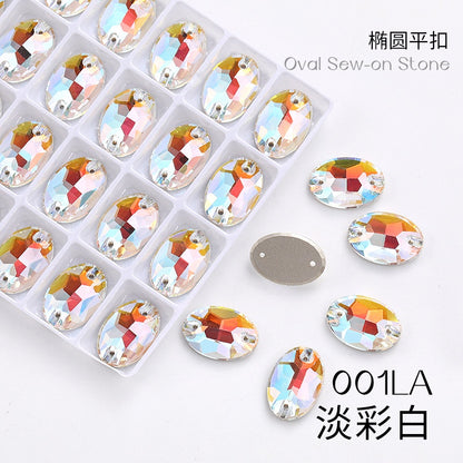 Crystal 7*10/10*14mm High-end Button Flat Oval Mocha Handmade Clothes Accessories