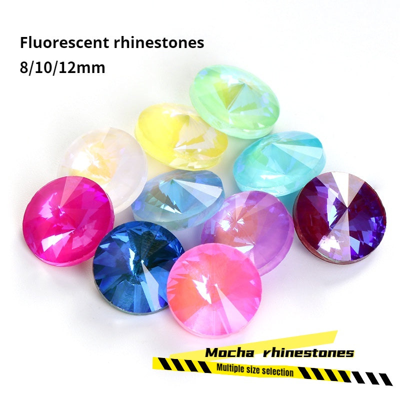 8/10/12mm Round Shape Mocha Fluorescence Color Crystal Diamond Glass Rhinestone for Clothing Jewelry Accessories