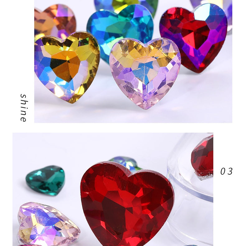 12mm Rhinestone Love Rhinestone Crystal Glass Rhinestone  Pointy Bottom Peach Heart Diy Mobile Phone Paste Rhinestone Accessories Clothing Jewelry Rhinestone